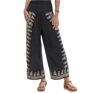 Sundance Bon Voyage Culottes Embroidered Boho Wide Leg Pants Size S